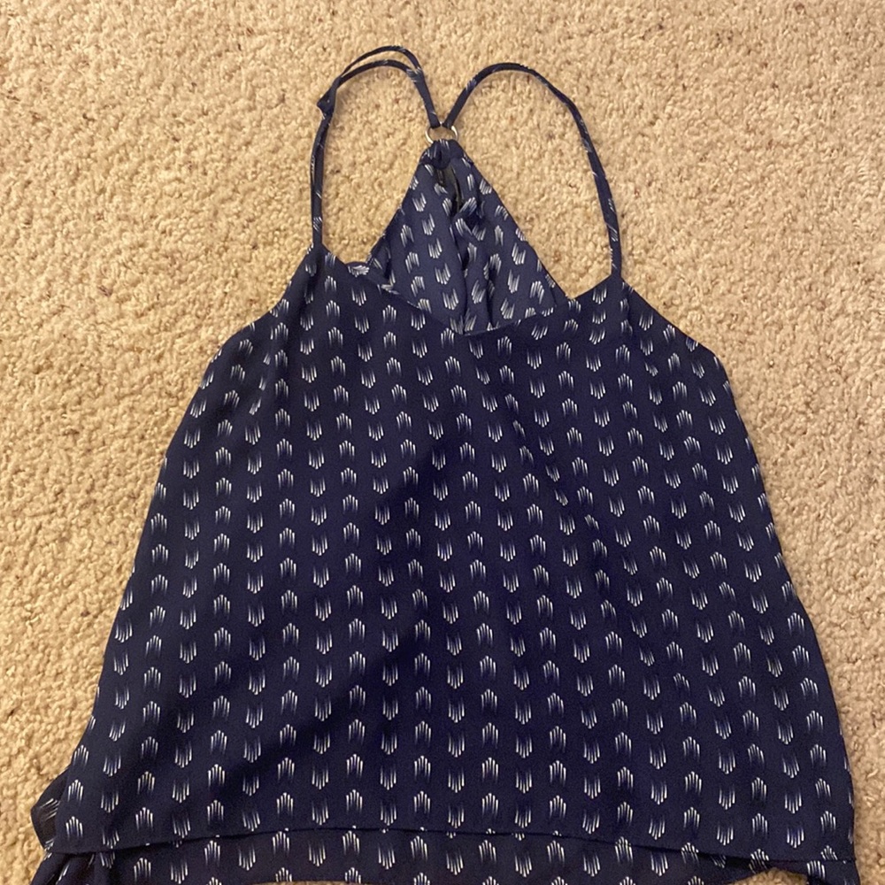 Navy blue with white pattern Maurice’s tank top